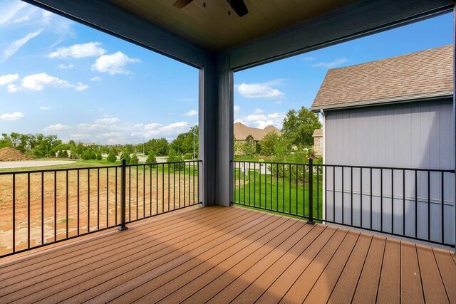 16992 S Cheshire St, Olathe, KS 66062 - deck with a ceiling fan and a lawn