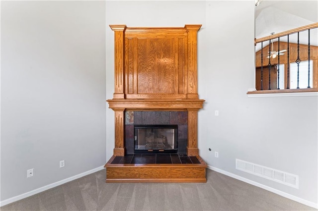 1103 N 2nd St E, Louisburg, KS 66053 - detailed view of carpet flooring and a tile fireplace