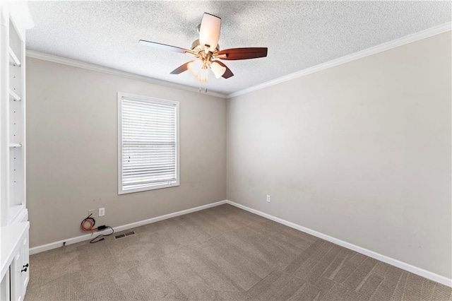1103 N 2nd St E, Louisburg, KS 66053 - unfurnished room with a ceiling fan, light colored carpet, ornamental molding, and a textured ceiling