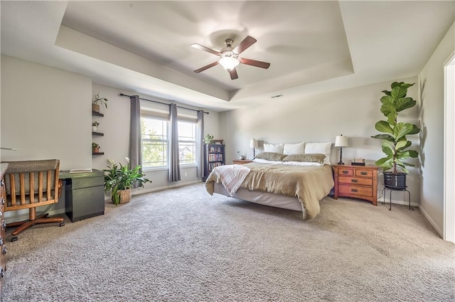 23317 W 52nd Ter, Shawnee, KS 66226 - carpeted bedroom with a raised ceiling and a ceiling fan