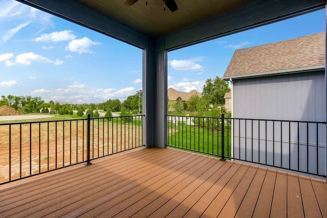 16567 W 170th St, Olathe, KS 66062 - deck with a ceiling fan and a lawn