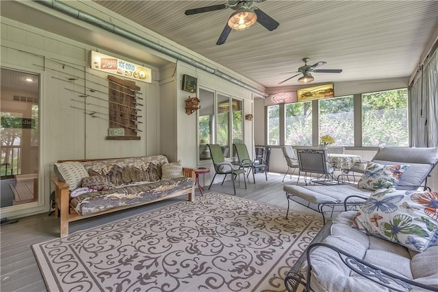 11508 Hauser St, Overland Park, KS 66210 - sunroom / solarium featuring outdoor lounge area and ceiling fan