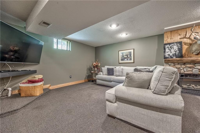 11508 Hauser St, Overland Park, KS 66210 - living area with carpet and a textured ceiling