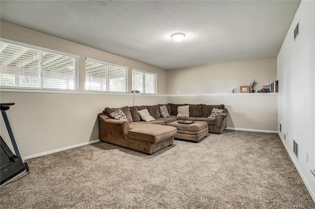 5323 Kenton St, Shawnee, KS 66226 - carpeted living area featuring a textured ceiling and baseboards