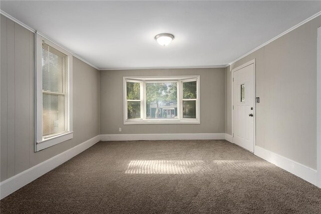 816 Chestnut St, Osawatomie, KS 66064 - empty room with carpet and ornamental molding