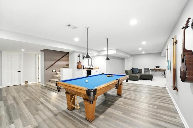 5136 NE Ash Grove Dr, Lees Summit, MO 64064 - rec room featuring light wood finished floors, recessed lighting, and billiards table