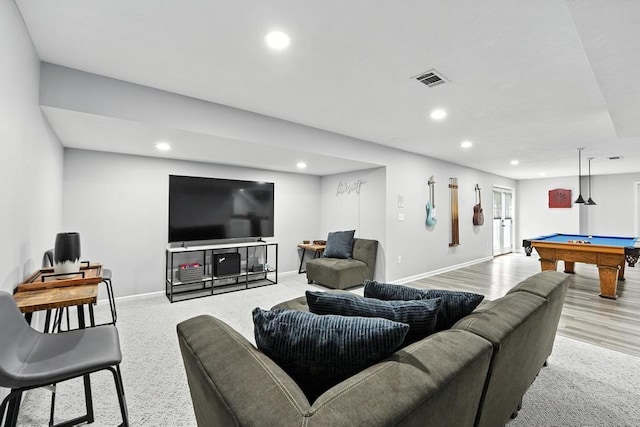 5136 NE Ash Grove Dr, Lees Summit, MO 64064 - rec room featuring recessed lighting, billiards, and wood finished floors