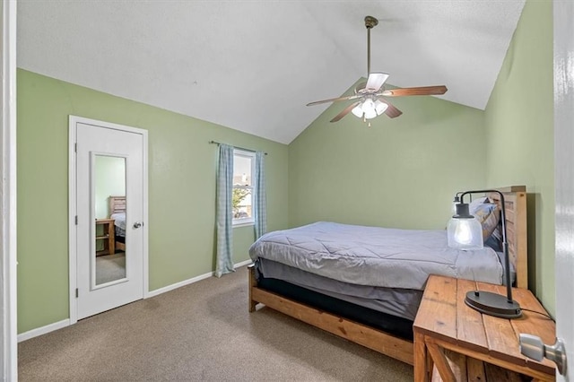 518 NE 6th St Unit A, Blue Springs, MO 64014 - bedroom with vaulted ceiling, carpet flooring, and a ceiling fan