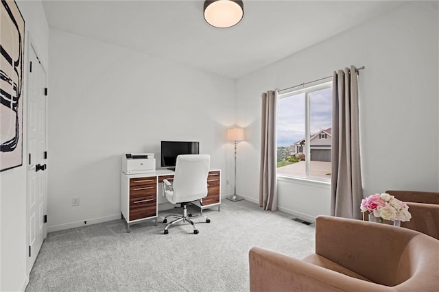 1213 NE Goshen Dr, Lees Summit, MO 64064 - home office featuring light colored carpet and baseboards