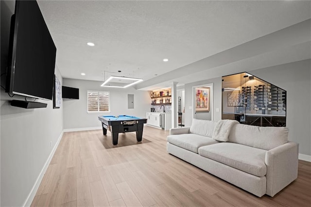 1213 NE Goshen Dr, Lees Summit, MO 64064 - recreation room featuring a dry bar, pool table, wood finished floors, and recessed lighting