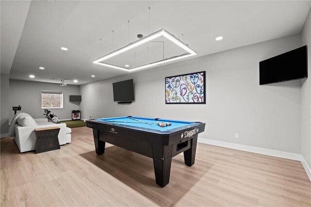 1213 NE Goshen Dr, Lees Summit, MO 64064 - rec room with light wood finished floors, recessed lighting, and billiards table