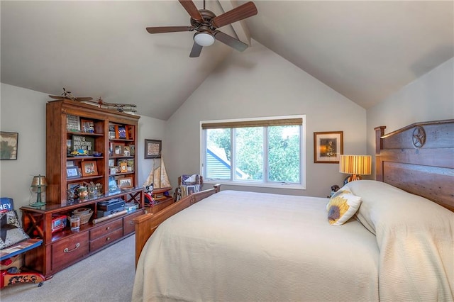 12409 Cambridge Cir, Leawood, KS 66209 - bedroom with carpet, vaulted ceiling, and a ceiling fan
