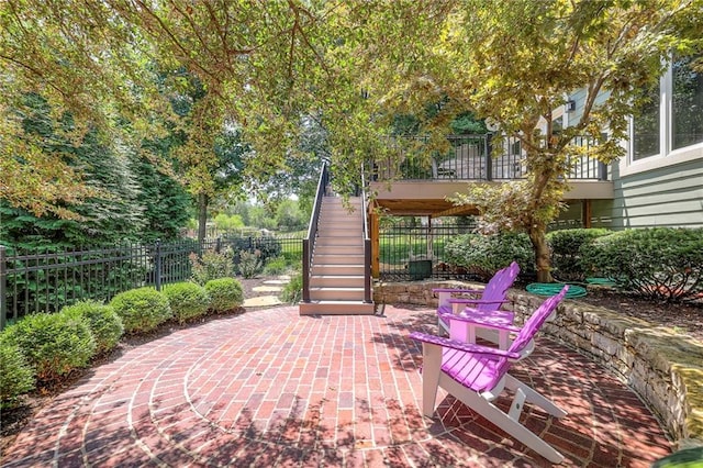 12409 Cambridge Cir, Leawood, KS 66209 - view of patio / terrace with stairway