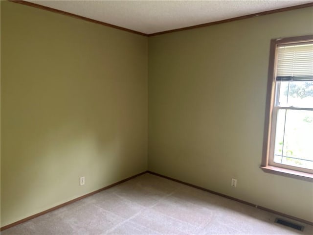 34908 E Shores Rd, Lone Jack, MO 64070 - empty room with crown molding, healthy amount of natural light, light colored carpet, and a textured ceiling