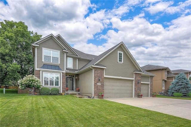 1105 Blazing Star Dr, Lees Summit, MO 64081 - view of front of home with brick siding, concrete driveway, and a garage