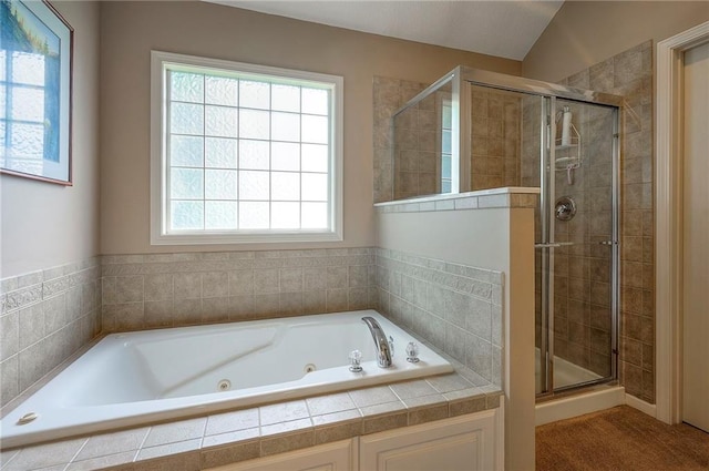 1105 Blazing Star Dr, Lees Summit, MO 64081 - bathroom featuring a shower stall and a jetted tub