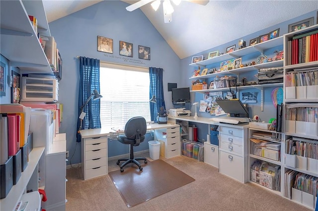 1105 Blazing Star Dr, Lees Summit, MO 64081 - carpeted office featuring ceiling fan and high vaulted ceiling