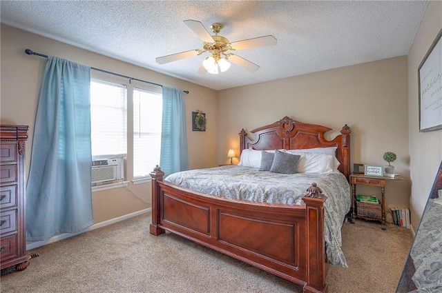17470 S Walter St, Gardner, KS 66030 - bedroom featuring light carpet, cooling unit, a textured ceiling, and ceiling fan