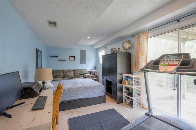 17470 S Walter St, Gardner, KS 66030 - bedroom with carpet floors, electric panel, a textured ceiling, and access to outside