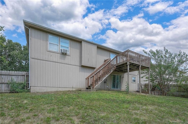 17470 S Walter St, Gardner, KS 66030 - back of house featuring stairway, a deck, a fenced backyard, and cooling unit