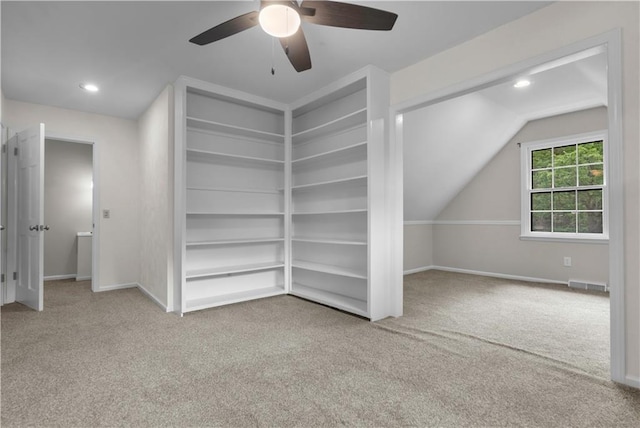 7710 Noland Rd, Lenexa, KS 66216 - bonus room featuring carpet floors, lofted ceiling, recessed lighting, and ceiling fan