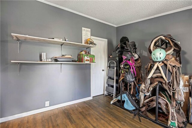 679 Kingman Rd, Pomona, KS 66076 - interior space with crown molding, a textured ceiling, and wood finished floors