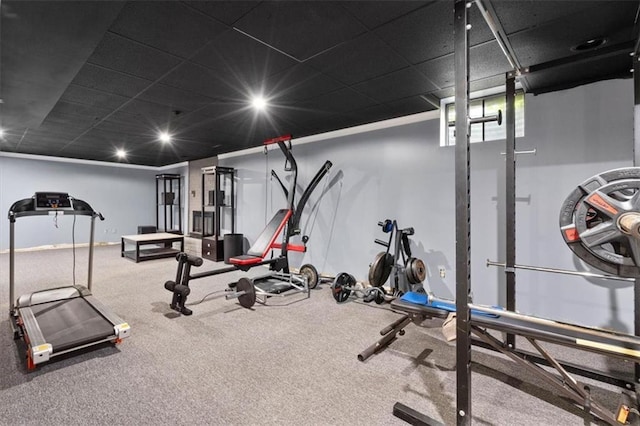 15320 W 92nd Pl, Lenexa, KS 66219 - workout room with baseboards and a paneled ceiling