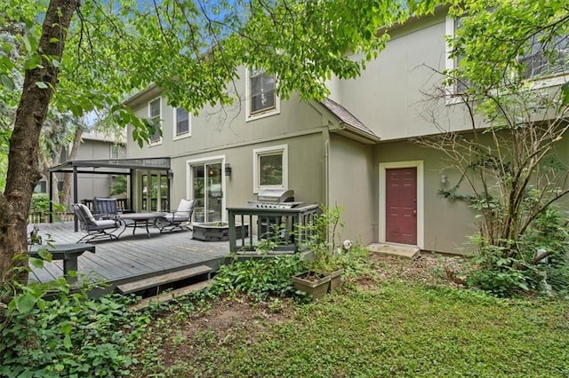 15320 W 92nd Pl, Lenexa, KS 66219 - rear view of house featuring a deck and stucco siding