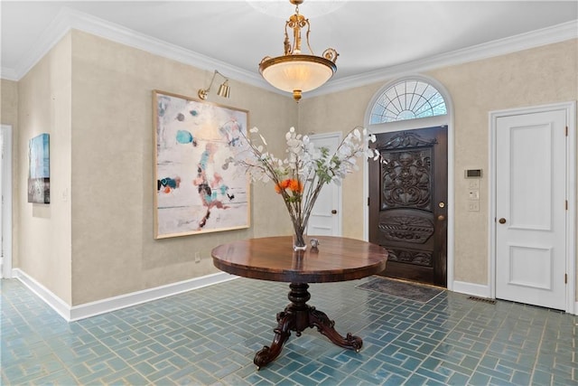 5212 W 98th Ter, Overland Park, KS 66207 - foyer with brick patterned flooring and crown molding