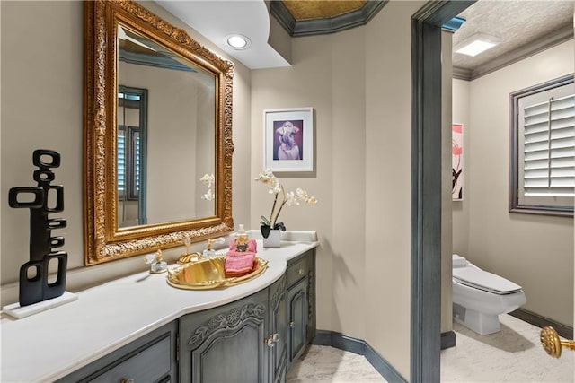 5212 W 98th Ter, Overland Park, KS 66207 - bathroom with vanity and crown molding