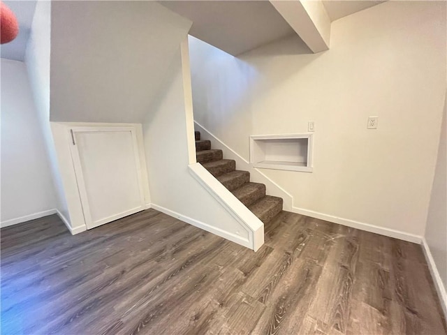 14948 Lakeside Dr, Excelsior Springs, MO 64024 - stairs featuring wood finished floors