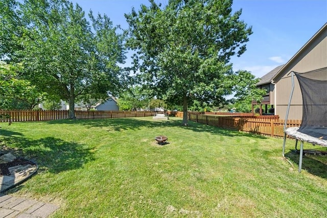 2312 SW Post Oak Ct, Lees Summit, MO 64082 - fenced backyard featuring a trampoline