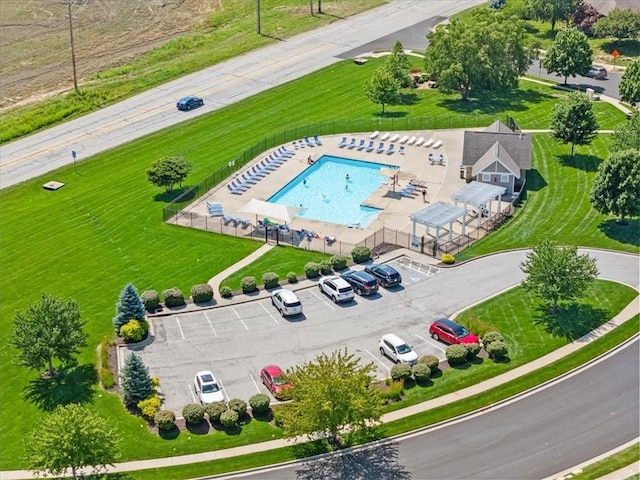 2312 SW Post Oak Ct, Lees Summit, MO 64082 - aerial view of a pool