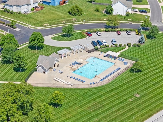 2312 SW Post Oak Ct, Lees Summit, MO 64082 - aerial view of a pool area