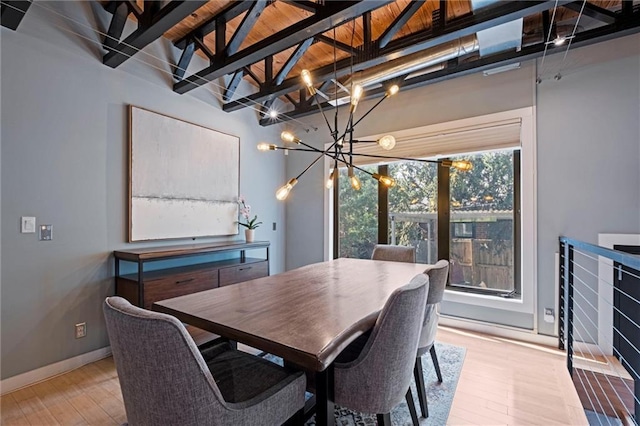 1303 W 47th St, Kansas City, MO 64112 - dining space featuring a chandelier and wood finished floors