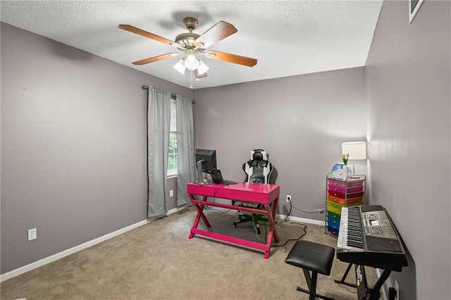 17507 E 35th Ter, Independence, MO 64055 - carpeted home office featuring ceiling fan and a textured ceiling