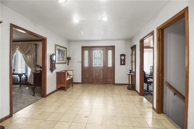2005 NW Fawn Dr, Blue Springs, MO 64015 - foyer entrance featuring light tile patterned floors and recessed lighting