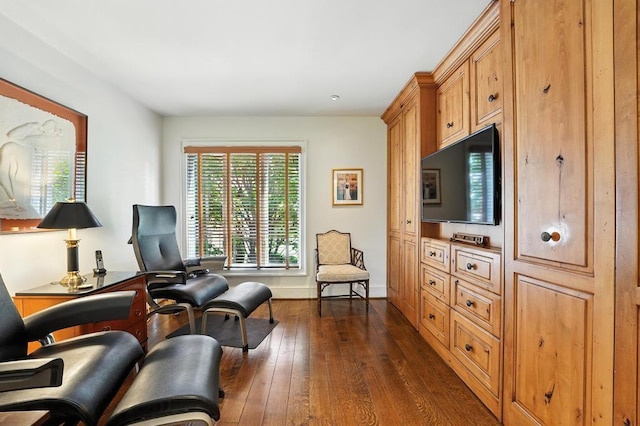 28 Le Mans Ct, Prairie Village, KS 66208 - living area featuring dark wood finished floors and an office area