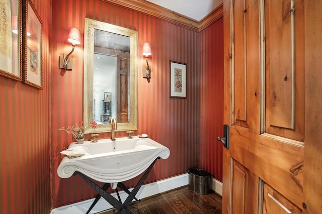 28 Le Mans Ct, Prairie Village, KS 66208 - bathroom featuring wood finished floors and crown molding