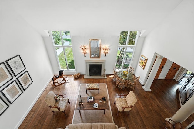 28 Le Mans Ct, Prairie Village, KS 66208 - living room with a fireplace and hardwood / wood-style flooring