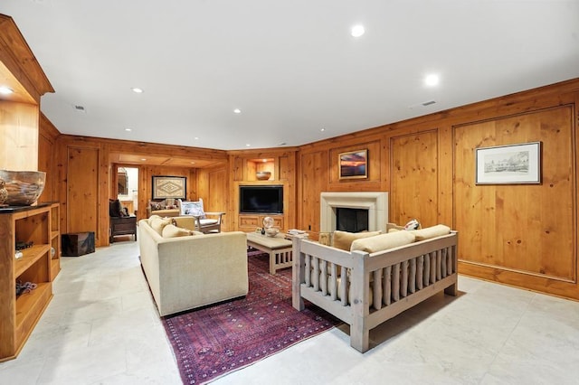 28 Le Mans Ct, Prairie Village, KS 66208 - living area featuring wood walls and recessed lighting
