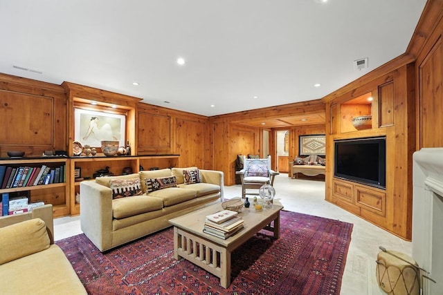 28 Le Mans Ct, Prairie Village, KS 66208 - living area featuring wood walls and recessed lighting