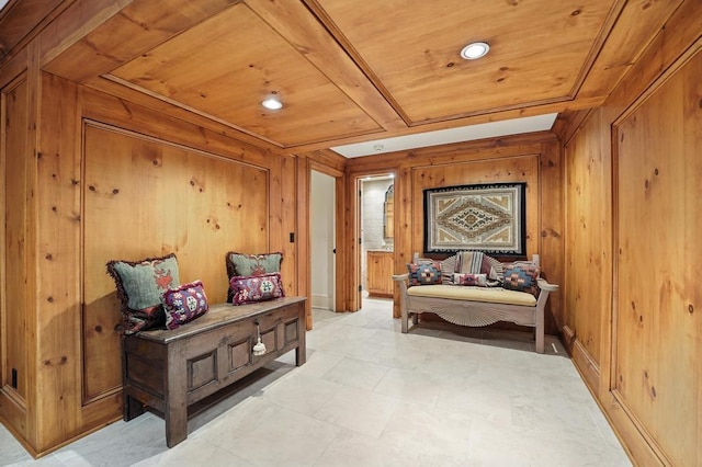 28 Le Mans Ct, Prairie Village, KS 66208 - living area with wood ceiling, wooden walls, and recessed lighting
