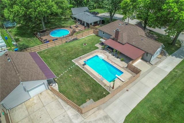 2508 N Mcbride Ave, Sugar Creek, MO 64050 - view from above of property featuring a pool area