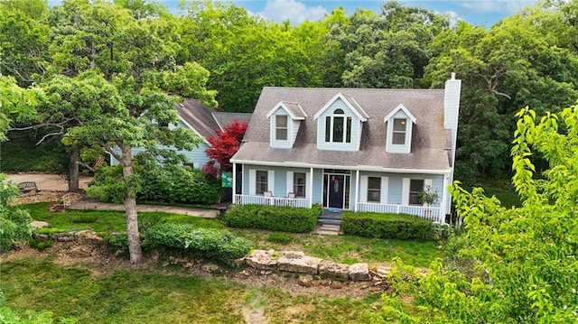 731 E 1100th Rd, Baldwin City, KS 66006 - cape cod-style house with covered porch and a chimney