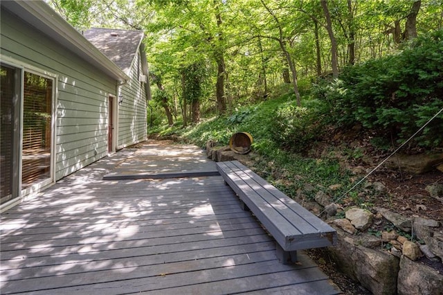 731 E 1100th Rd, Baldwin City, KS 66006 - wooden deck with a forest view