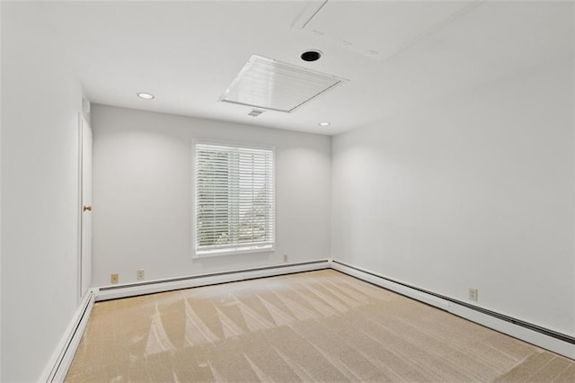 8320 Maplewood Ln, Lenexa, KS 66215 - empty room with attic access, recessed lighting, carpet floors, and baseboard heating