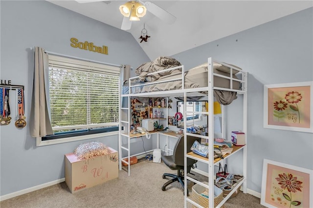 23968 Eagle Ct, Paola, KS 66071 - bedroom featuring vaulted ceiling, carpet, and a ceiling fan