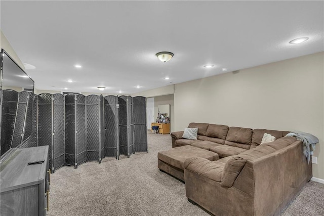 23968 Eagle Ct, Paola, KS 66071 - living area featuring light carpet and recessed lighting
