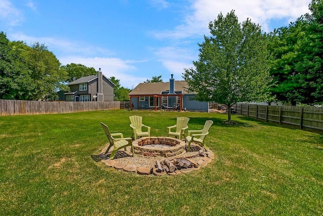 1229 Starbrooke Dr, Louisburg, KS 66053 - fenced backyard with a fire pit